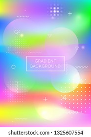 Bauhaus background with liquid shapes. Dynamic holographic fluid with gradient memphis elements. Graphic template for placard, presentation, banner, brochure. Colorful bauhaus background.