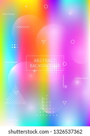 Bauhaus background with liquid shapes. Dynamic holographic fluid with gradient memphis elements. Graphic template for book, annual, mobile interface, web app. Stylish bauhaus background.