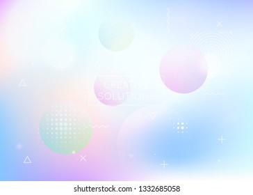 Bauhaus background with liquid shapes. Dynamic holographic fluid with gradient memphis elements. Graphic template for book, annual, mobile interface, web app. Colorful bauhaus background.