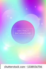Bauhaus background with liquid shapes. Dynamic holographic fluid with gradient memphis elements. Graphic template for book, annual, mobile interface, web app. Fluorescent bauhaus background.