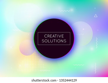 Bauhaus background with liquid shapes. Dynamic holographic fluid with gradient memphis elements. Graphic template for book, annual, mobile interface, web app. Vibrant bauhaus background.