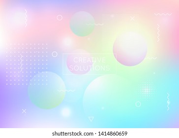 Bauhaus background with liquid shapes. Dynamic holographic fluid with gradient memphis elements. Graphic template for placard, presentation, banner, brochure. Bright bauhaus background.