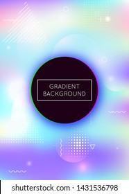Bauhaus background with liquid shapes. Dynamic holographic fluid with gradient memphis elements. Graphic template for brochure, banner, wallpaper, mobile screen. Futuristic bauhaus background.