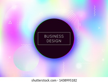 Bauhaus background with liquid shapes. Dynamic holographic fluid with gradient memphis elements. Graphic template for placard, presentation, banner, brochure. Hipster bauhaus background.