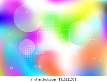 Bauhaus background with liquid shapes. Dynamic holographic fluid with gradient memphis elements. Graphic template for brochure, banner, wallpaper, mobile screen. Colorful bauhaus background.