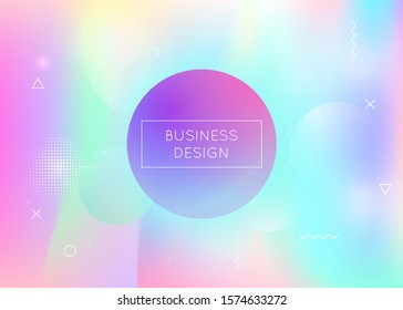 Bauhaus background with liquid shapes. Dynamic holographic fluid with gradient memphis elements. Graphic template for flyer, ui, magazine, poster, banner and app. Hipster bauhaus background.