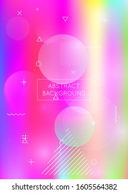 Bauhaus background with liquid shapes. Dynamic holographic fluid with gradient memphis elements. Graphic template for placard, presentation, banner, brochure. Plastic bauhaus background.