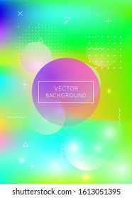 Bauhaus background with liquid shapes. Dynamic holographic fluid with gradient memphis elements. Graphic template for flyer, ui, magazine, poster, banner and app. Colorful bauhaus background.