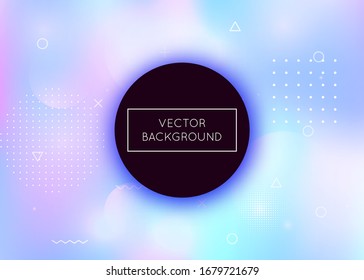 Bauhaus background with liquid shapes. Dynamic holographic fluid with gradient memphis elements. Graphic template for book, annual, mobile interface, web app. Fluorescent bauhaus background.