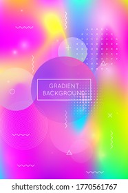 Fondo Bauhaus con formas líquidas. Fluido holográfico dinámico con elementos de memphis gradientes. Plantilla gráfica para folleto, banner, papel pintado, pantalla móvil. Vibrante fondo bauhaus.