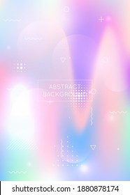 Bauhaus background with liquid shapes. Dynamic holographic fluid with gradient memphis elements. Graphic template for flyer, ui, magazine, poster, banner and app. Futuristic bauhaus background.
