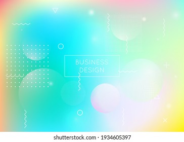 Bauhaus background with liquid shapes. Dynamic holographic fluid with gradient memphis elements. Graphic template for book, annual, mobile interface, web app. Vibrant bauhaus background.