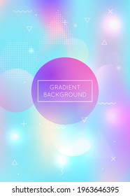 Bauhaus background with liquid shapes. Dynamic holographic fluid with gradient memphis elements. Graphic template for brochure, banner, wallpaper, mobile screen. Spectrum bauhaus background.