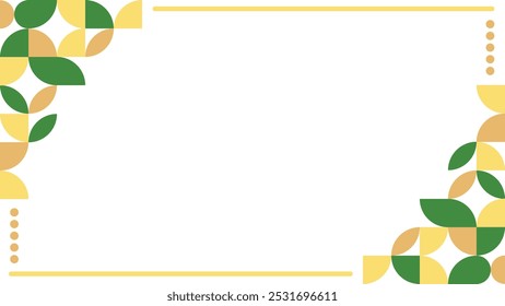 bauhaus border with empty space in middle. abstract  geometric background for presentation, certificate, cover, invitation and others.  yellow green and chocolate