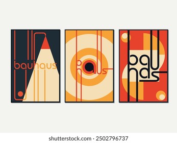 Bauhaus brochure template collection. Contemporary vertical banners vector trendy set. Hand drawn, not AI.