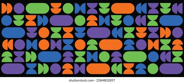 Bauhaus Brutalist Abstract Retro Poster Design. Minimalist Geometric Composition with High-Contrast Shapes, Typography, and Structured Patterns. Modernist Aesthetic for Graphic Design and Digital Art.