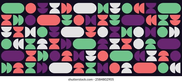 Bauhaus Brutalist Abstract Retro Poster Design. Minimalist Geometric Composition with High-Contrast Shapes, Typography, and Structured Patterns. Modernist Aesthetic for Graphic Design and Digital Art.