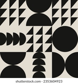 Patrón brutalista de Bauhaus sin costuras geométricas. Vector abstracto formas mínimas retroceso fondo simple