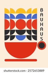 Bauhaus Coffee 70s Decor, Poster, Wall Art, Artwork, Illustration, Vector