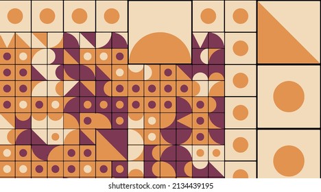 Bauhaus composition artwork made with abstract elements, lines and bold geometric shapes, useful for website background, poster art design, magazine front page, banners, prints cover.