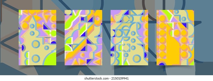 Bauhaus composition artwork made with abstract elements, lines and bold geometric shapes, useful for website background, poster art design, magazine front page, banners, prints cover.