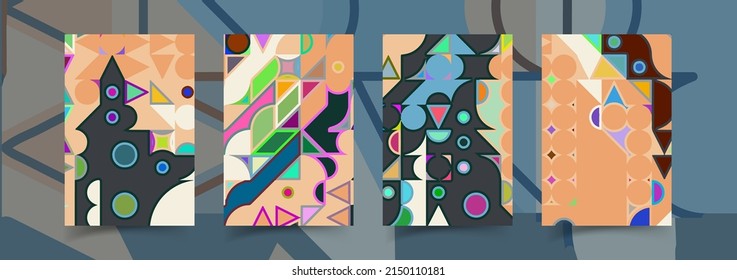 Bauhaus composition artwork made with abstract elements, lines and bold geometric shapes, useful for website background, poster art design, magazine front page, banners, prints cover.