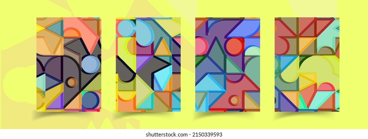 Bauhaus composition artwork made with abstract elements, lines and bold geometric shapes, useful for website background, poster art design, magazine front page, banners, prints cover.