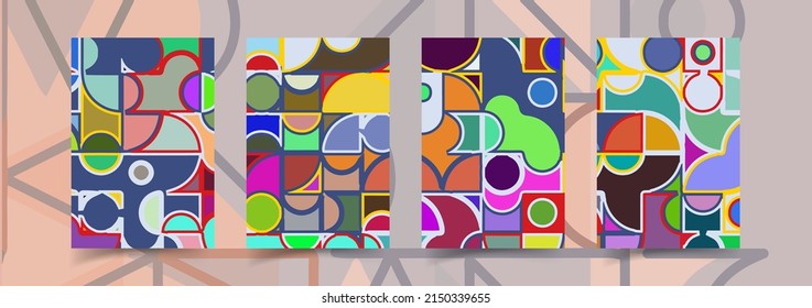 Bauhaus composition artwork made with abstract elements, lines and bold geometric shapes, useful for website background, poster art design, magazine front page, banners, prints cover.
