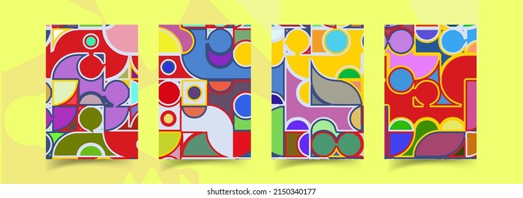 Bauhaus composition artwork made with abstract elements, lines and bold geometric shapes, useful for website background, poster art design, magazine front page, banners, prints cover.