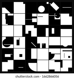 Bauhaus composition artwork made with vector abstract elements, lines and bold geometric shapes, useful for website background, poster art design, magazine front page, banners, prints cover.
