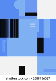Bauhaus composition artwork made with vector abstract elements, lines and bold geometric shapes, useful for website background, poster art design, magazine front page, banners, prints cover.