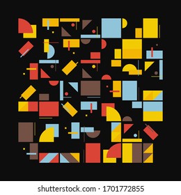 Bauhaus composition artwork made with vector abstract elements, lines and bold geometric shapes, useful for website background, poster art design, magazine front page, banners, prints cover.