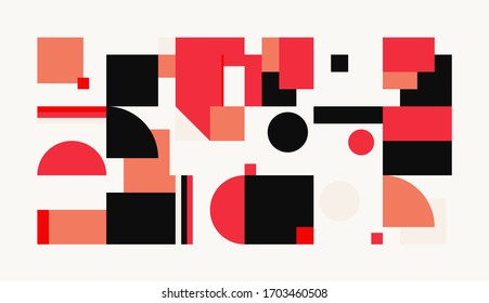 Bauhaus composition artwork made with vector abstract elements, lines and bold geometric shapes, useful for website background, poster art design, magazine front page, banners, prints cover.