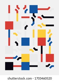 Bauhaus composition artwork made with vector abstract elements, lines and bold geometric shapes, useful for website background, poster art design, magazine front page, banners, prints cover.