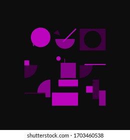 Dibujo de composición en baudios hecho con elementos abstractos vectoriales, líneas y formas geométricas en negrita, útil para el fondo del sitio web, diseño artístico de afiches, portada de revista, banners, portada de impresiones.