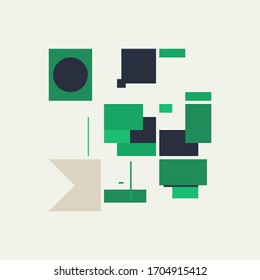 Bauhaus composition artwork made with vector abstract elements, lines and bold geometric shapes, useful for website background, poster art design, magazine front page, banners, prints cover.