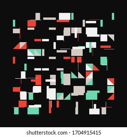 Dibujo de composición en baudios hecho con elementos abstractos vectoriales, líneas y formas geométricas en negrita, útil para el fondo del sitio web, diseño artístico de afiches, portada de revista, banners, portada de impresiones.