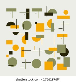 Bauhaus composition artwork made with vector abstract elements, lines and bold geometric shapes, useful for website background, poster art design, magazine front page, banners, prints cover.