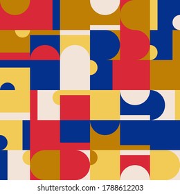 Bauhaus composition artwork made with vector abstract elements, lines and bold geometric shapes, useful for website background, poster art design, magazine front page, banners, prints cover.