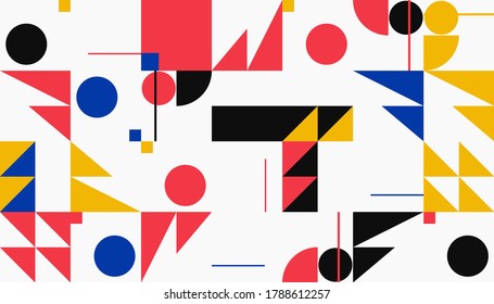 Obra artística de composición en baudios hecha con elementos abstractos vectoriales, líneas y formas geométricas en negrita, útil para el fondo del sitio web, diseño artístico de afiches, portada de la revista, banners, portada de impresiones.
