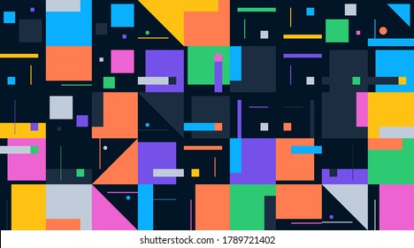 Bauhaus composition artwork made with vector abstract elements, lines and bold geometric shapes, useful for website background, poster art design, magazine front page, banners, prints cover.