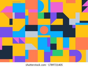 Bauhaus composition artwork made with vector abstract elements, lines and bold geometric shapes, useful for website background, poster art design, magazine front page, banners, prints cover.