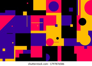 Bauhaus composition artwork made with vector abstract elements, lines and bold geometric shapes, useful for website background, poster art design, magazine front page, banners, prints cover.