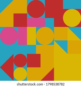 Bauhaus composition artwork made with vector abstract elements, lines and bold geometric shapes, useful for website background, poster art design, magazine front page, banners, prints cover.