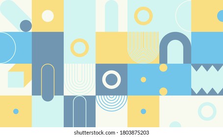 Bauhaus composition artwork made with vector abstract elements, lines and bold geometric shapes, useful for website background, poster art design, magazine front page, banners, prints cover.