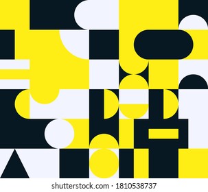 Bauhaus composition artwork made with vector abstract elements, lines and bold geometric shapes, useful for website background, poster art design, magazine front page, banners, prints cover.