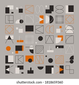 Bauhaus composition artwork made with vector abstract elements, lines and bold geometric shapes, useful for website background, poster art design, magazine front page, banners, prints cover.