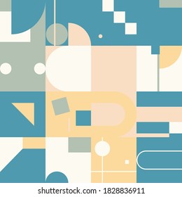 Bauhaus composition artwork made with vector abstract elements, lines and bold geometric shapes, useful for website background, poster art design, magazine front page, banners, prints cover.