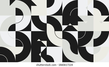 Bauhaus composition artwork made with vector abstract elements, lines and bold geometric shapes, useful for website background, poster art design, magazine front page, banners, prints cover.