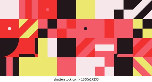 Bauhaus composition artwork made with vector abstract elements, lines and bold geometric shapes, useful for website background, poster art design, magazine front page, banners, prints cover.